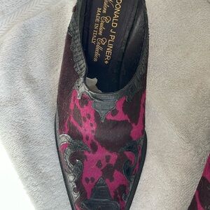Donald J Pliner Western Couture Coll, mule 7.5M Italy pony hair and blackleather